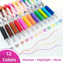 1 pieza Bolígrafo retráctil colorido, pluma para dibujar, diario y arte del estudiante, disponible en 12/8/6/4 colores, pluma de acuarela, pluma para pintar y grafiti en tu diario DIY, bolígrafo de gran capacidad de color, resaltador, útiles escolares, vuelta al cole