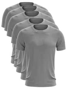 Kit 4 Men's Dry Fit T-Shirts Polyester Premium Mesh UV Protection Running Training - Grey - View 1