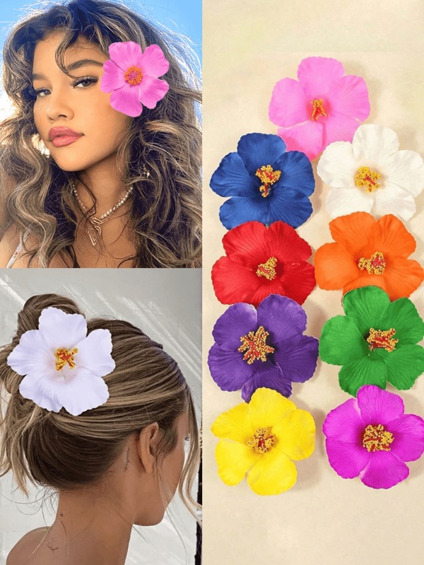 1/9 pièces Pinces à cheveux fleurs hawaïennes, pinces à cheveux fleurs artificielles pour femmes, pinces à cheveux plumeria, convient pour les fêtes de plage, les fêtes d'été tropicales, les mariages, les cadeaux de fête des mères pour les filles, accessoires de cheveux, barrettes, fournitures scolaires