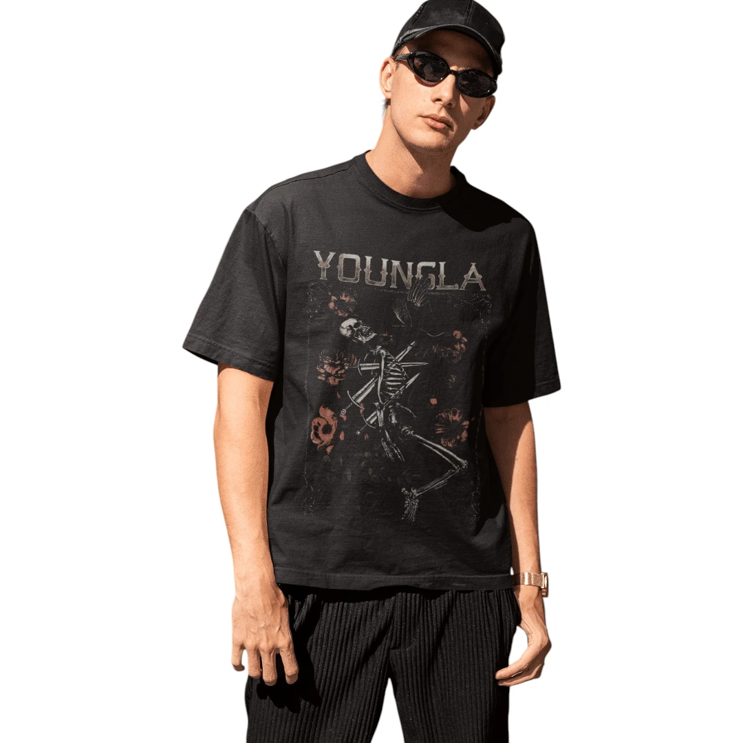 Playera Young LA LL Catrina Gym Unisex Oversize - Negro - Ver 1