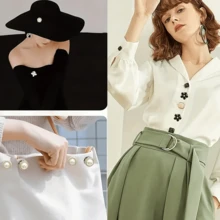 10/50 件女式衬衫胸针纽扣和收纳盒,可拆卸无缝纽扣别针,迷你胸针,适用于女式毛衣、披肩、连衣裙、婚礼 DIY 项目 - 黑色 - 查看 3