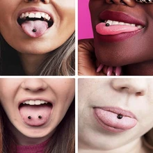6 Pcs 16mm Straight Barbell Body Piercing Jewelry, Surgical Steel Tongue Ring
