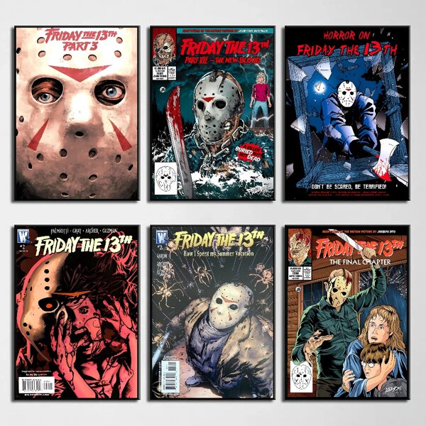 WB 1/10PCS Friday The 13th Horror Films Poster Wall Art Home Decor Room Decor Digital Painting Living Room Restaurant Kitchen Art - Frameless