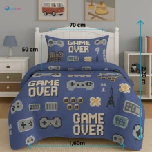 LuckBaby Single Bedspread Kit For Boys And Girls, 2 Pieces - Blue - View 3
