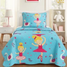 LuckBaby Single Bedspread Kit For Boys And Girls, 2 Pieces - Cadet Blue - View 6