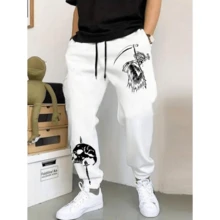 Skull Ghost Streetwear Printed Sweatpants - White - View 1