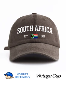 1 Pc SOUTH AFRICA Print Washed Baseball Cap, Classic Stylish Soft Sweatband Adjustable Size Lightweight Sun Protection Versatile Classic Cap, Suitable For Outdoor Sports Daily Wear Party Vacation Perfect Gift For Friends And Family - SOUTH AFRICA - View 4