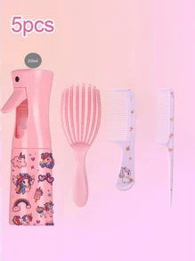 5pcs/Children's Cartoon Stickers, 200ml High Pressure Continuous Spray Bottle, Superfine Fog Hair Care Bottle, Makeup Watering Spray Bottle, Hollow Out Wet And Dry Dual-Use Shell, Fluffy Comb, High Beauty Value, Long Handle Ribs Comb, Hairdressing Comb, Massage Comb, Anti-Static Hair Combs For Girls And Children, Household Tight Teeth Hairdressing Combs, Secret Daily Gifts, Birthday Gifts, Graduation Gifts For Children
