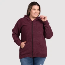 Plus Size Plush Bouclê Jacket G1 To G6 Front Zipper Soft Touch Sophisticated Style Comfort Cold Winter Cozy - 紫紅色 - 查看 4