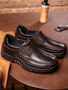 [Fast Arrival] Men's Business Casual One Foot Men's Shoes, Essential For Comfortable Travel, Textured Upper, Men's Lazy Shoes, Non Slip Sole - 棕色 - 查看 2