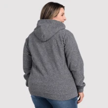 Plus Size Plush Bouclê Jacket G1 To G6 Front Zipper Soft Touch Sophisticated Style Comfort Cold Winter Cozy - 灰色 - 查看 5