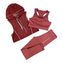 3-Piece Sports Lycra Set With Top - 摩卡棕 - 查看 2
