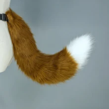 万圣节猫尾巴服装，亡灵节可爱狐狸毛绒尾巴角色扮演猫女孩配饰尾巴带绑带，节日生日派对动漫角色扮演派对道具 - 彩色 - 查看 16