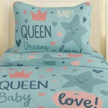 LuckBaby Single Bedspread Kit For Boys And Girls, 2 Pieces - Baby Blue - View 4