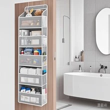 Door Hanging Storage Organizer, Storage Box, Hanging Wardrobe Storage Organizer, 5-Tier Hanging Door Storage Rack With 5 Large Capacity Pockets, Anti-Tilt, Suitable For Bedroom, Bathroom, Pantry - 灰色 - 查看 1