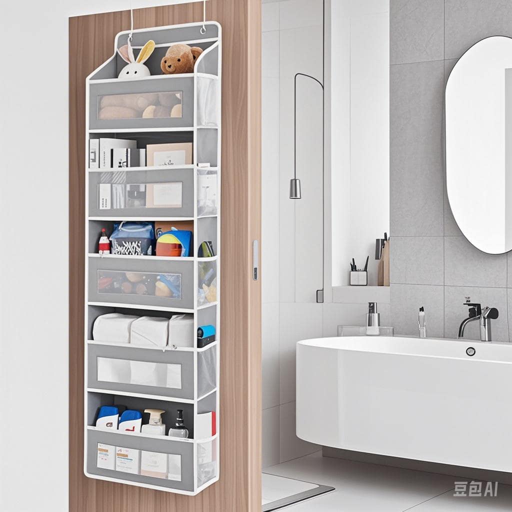 Door Hanging Storage Organizer, Storage Box, Hanging Wardrobe Storage Organizer, 5-Tier Hanging Door Storage Rack With 5 Large Capacity Pockets, Anti-Tilt, Suitable For Bedroom, Bathroom, Pantry - 灰色 - 查看 1