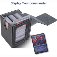 MTG 卡牌盒带指挥官窗口显示，皮革材质，可容纳 100 张双套 TCG 卡 - 彩色 - 查看 4