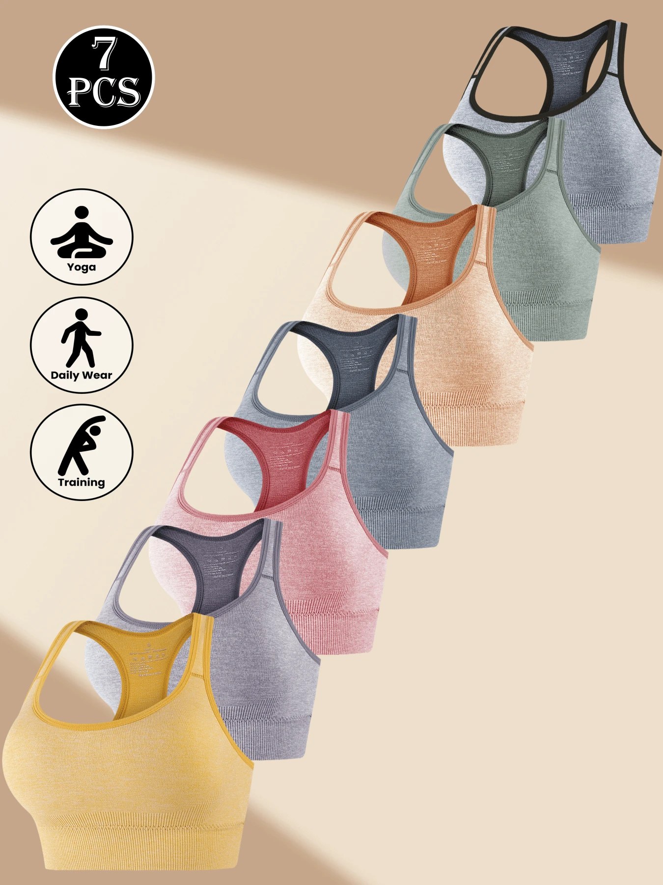 7 chiếc áo ngực thể thao cho nữ, áo crop top hở lưng tập yoga chạy bộ, khoét ngực - Nhiều màu - Xem 1