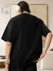 Con múltiples imágenes de esqueletos, estilo personalidad oscura -- Cuello redondo cómodo, absorción de humedad y sudoración, algodón súper suave, regalo perfecto para actividades al aire libre de verano, ropa de papá humorística para el día a día perfecto para actividades al aire libre cómodas toda la temporada - Negro - Ver 2