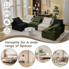 [NEW ARRIVED] [VIDEO PROVIDED]Modular Sofa,No Armrests,At Will DIY,Corduroy ,Neck Pillow-Back Lounge Sofa Chair,Reading Nook, Or Apartment Living, Lumbar Pillow,6 Seats,Upholstered,Beige,Green ,Black - 1 - 查看 3