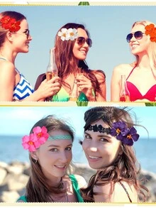 1/9 件装夏威夷花朵发夹，女士人造花发夹，鸡蛋花发夹，适合假日海滩派对、夏季热带花朵发饰、婚礼派对、送给女孩的节日礼物、母亲节礼物、发爪夹、发夹、发卡、学习用品 - 彩色 - 查看 7