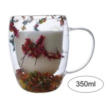 350ml Glass Cup With Internal Flower Print – Tea Coffee Charming Elegant Garden Garden Cup - 花朵 - 查看 2