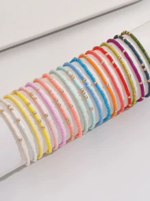 19 pièces Ensemble de bracelets décoratifs en perles de résine de couleur bohème mélangée et perles CCB dorées