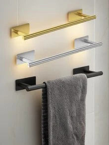 1 pieza Toallero autoadhesivo, Barra de toallas de acero inoxidable, Estante colgante de pared, Toallero resistente a la oxidación, Accesorios de baño