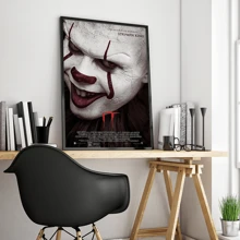 WB 1/10PCS Horror Film It Pennywise Clown Vintage Posters DIY Room Bar Cafe Room Wall Art Decor Painting Wall Pictures For Living Room Decoration Classic Cartoon Bedroom Decoration - Frameless