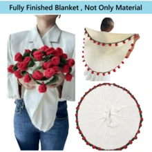1PC Finished Rose Blanket A Bouquet Of Rose Flowers Handmade Crochet Acrylic Grace Fuzzy Sweater Lily Of The Valley Throw With Milk Rose Fringe Bed Couch Mother's Day Gift Just For Mommy For Dress - A - View 12