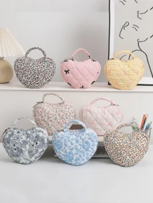 A Fresh And Simple, Highly Attractive Girly Fashion Handbag-Style Cosmetic Bag. The Small And Exquisite Floral Pattern Makes It A Convenient And Portable Storage For Cosmetics And Toiletries, Suitable For Dates, Parties, Shopping, Photography, And More. This Versatile Makeup Bag Can Be Used As A Cosmetic Bag, Vanity Case, Storage Bag, Toiletry Bag, Desktop Organizer, Or Makeup Pouch. - Multicolor - View 5