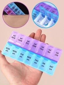 14/4 Grid Travel Pill Case, Weekly Pill Organizer, Portable Medication Box, Dual Layer 14 Compartment Organizer, Braille Labeled Pill Case, 1 Week 7 Days AM/PM Pill Sorter, Weekly Dosage Container, Medicine Holder, Vitamin And Supplement Storage, Suitable For Home, Travel, Office, School, Christmas Gift