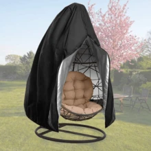 Zippered Patio Egg Chair Cover, Wicker Egg Swing Chair Cover, Waterproof Durable Windproof Outdoor Chair Cover, Windproof Hanging Chair Cover,Kitchen Decor,Household Items - Black - View 13