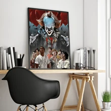WB 1/10PCS Horror Film It Pennywise Clown Vintage Posters DIY Room Bar Cafe Room Wall Art Decor Painting Wall Pictures For Living Room Decoration Classic Cartoon Bedroom Decoration - Frameless