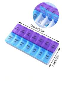 14/4 Grid Travel Pill Case, Weekly Pill Organizer, Portable Medication Box, Dual Layer 14 Compartment Organizer, Braille Labeled Pill Case, 1 Week 7 Days AM/PM Pill Sorter, Weekly Dosage Container, Medicine Holder, Vitamin And Supplement Storage, Suitable For Home, Travel, Office, School, Christmas Gift