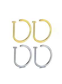 D-förmige Nasenpiercing-Imitate, Edelstahl Clip-On Nasenringe für Frauen & Männer, ohne Piercing notwendig, perfekt für Valentinstag, Muttertag, Geburtstage, Partys, Festivals, Cosplay und den täglichen Gebrauch