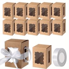12pcs Mug Gifts Boxes With 1 Roll Ribbon, Transparent Gift Packaging Box For Wrapping 11-12oz Blanks Sublimation Mugs, Mugs Wine Glass Wrapping Gift Box Mug Holder Candle Gift Box