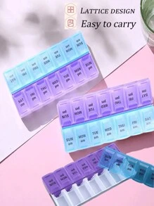 14/4 Grid Travel Pill Case, Weekly Pill Organizer, Portable Medication Box, Dual Layer 14 Compartment Organizer, Braille Labeled Pill Case, 1 Week 7 Days AM/PM Pill Sorter, Weekly Dosage Container, Medicine Holder, Vitamin And Supplement Storage, Suitable For Home, Travel, Office, School, Christmas Gift
