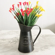 1pc Vintage Distressed Metal Milk Bucket Flower Vase Decorative - View 4