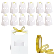 12/24pack 11oz Mugs Blanks Gift Boxes With 1 Roll Of Satin Ribbon, Blank Coffee Mug Gift Boxes With Golden Ribbon For Parties, Birthday, Wedding Gifts