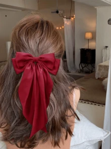 1/4 件装女士大蝴蝶结发夹，黑色、米色、粉色、酒红色，女士蝴蝶结，丝带，丝带蝴蝶结，发夹，蝴蝶结，派对发饰，母亲节时尚，日常派对，时尚发饰爪夹，发爪，发卡，学习用品，新年，情人节配饰 - 彩色 - 查看 5