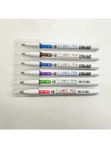 6pcs/Set 6 Colors Double-Tip Marker Pens, Dream Journal Dedicated Dual-Color Outline Drawing Graphic Pens - Multicolor - View 8