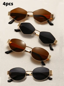 4 pièces / 3 pièces / 2 pièces / 1 pièce Lunettes de mode ovales en métal de style rétro européen et américain, lunettes en forme de diamant, lunettes semi-circulaires, style rétro populaire et polyvalent, convenant aux hommes et aux femmes, pour les vacances, les loisirs, les accessoires de plage, l'utilisation quotidienne et les activités de plein air pour les vacances d'été à la plage, les sorties, les voyages