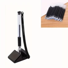 防丢失学校书写圆珠笔，可更换笔芯，稳定的桌面笔架，0.5 毫米链条台笔，适用于办公室/银行/接待柜台、学校和家庭办公用品返校 - 彩色 - 查看 7