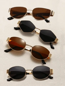 4 pièces / 3 pièces / 2 pièces / 1 pièce Lunettes de mode ovales en métal de style rétro européen et américain, lunettes en forme de diamant, lunettes semi-circulaires, style rétro populaire et polyvalent, convenant aux hommes et aux femmes, pour les vacances, les loisirs, les accessoires de plage, l'utilisation quotidienne et les activités de plein air pour les vacances d'été à la plage, les sorties, les voyages