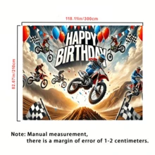 1 pieza Telón de fondo de tela con globo de motocicleta para cumpleaños, adecuado para decoración de fiesta de cumpleaños, decoración del hogar, decoración de paredes, decoración interior y exterior, fondo de fotografía, conmemoración del aniversario, cortinas, manteles y uso universal