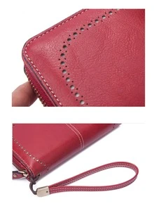 1 件复古 RFID PU 皮革钱包，带纽扣装饰，腕带钱包，适合商务休闲，男女通用 - 彩色 - 查看 8