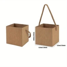 10pcs/25pcs Succulent Wrap Bags, Small Kraft Paper Succulent Gift Box Fits 2.36 Inch Pots For Party Favors - Khaki - View 5
