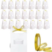 12/24pack 11oz Mugs Blanks Gift Boxes With 1 Roll Of Satin Ribbon, Blank Coffee Mug Gift Boxes With Golden Ribbon For Parties, Birthday, Wedding Gifts