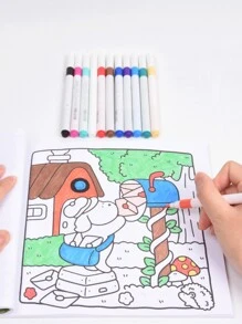 1pc Cozy Cuties : 52 Paga Coloring Book For Adults And Teens, Easy Colouring Book Super Cute Designs Of Cozy, Hygge Spaces For Relaxation (Cozy Spaces Coloring) .Back To School A Relaxing Gift For Friends, Couples, And Family 12 Color Marker Painting Kit (Default Without Pen) Set [Essential Hand Drawn] Suitable For Beginners, Sketching